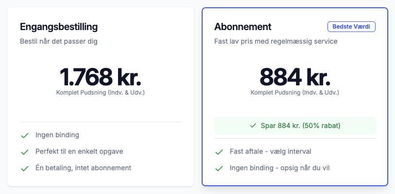 Prisberegner forhåndsvisning